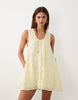 Bronze Snake Samira Scoop Neck Broderie Smock Dress In Lemon Yellow