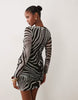 Mesh Mini Dress In Zebra Print