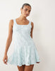 Lace Mini Dress With Flippy Hem In Baby Blue