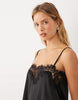 Kat The Label Olivia Satin Lace Slip Dress In Black