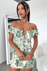 Maisie Dress - Green/White Floral