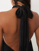 Petite Plisse Halter Neck Mini Dress With Ruffle Hem In Black