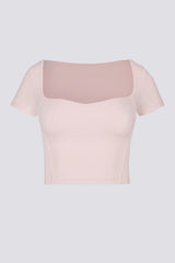Soft Active Sweetheart-Neck Crop Top in Ballet Pink