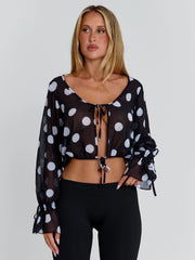 Lucy's REVI TOP BLACK POLKA DOT