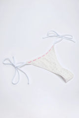 Broderie Anglaise Side-Tie Thong Bikini Bottoms in White