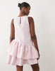 Yas Sleeveless Exaggerated Asymmetric Ruffle Hem Mini Dress In Pale Pink