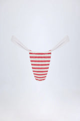 Ruched Cheeky Bikini Bottoms in Cherry Red