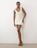 Ruched Sleeve Mini Dress In Cream