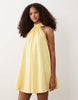 Tie Back Detail Mini Dress In Yellow