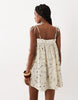 Cotton Tie Front Babydoll Dress In Ivory Smudge Ditsy Print