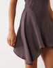 High Neck Mini Dress With Hanky Hem In Chocolate Brown