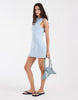 Knitted Cotton Blend Shift Dress In Light Blue