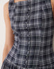 Kaiia Exclusive Square Neck Tailored Button Detail Mini Dress In Navy Check