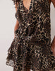 Tiger Mist Indigo 2.0 Halterneck Drape Tie Side Multiway Chiffon Mini Dress In Leopard Print