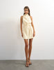 Topshop Heavy Crepe High Cowl Neck Mini Dress With Tie Waist In Cream