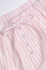 Wide-Leg Cotton-Poplin Trousers in Pink Stripe