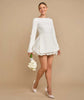 Six Stories Split Sleeve Bubble Hem Mini Dress In White