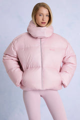 Waterproof Cropped Oversized Ski Jacket in Powder Pink