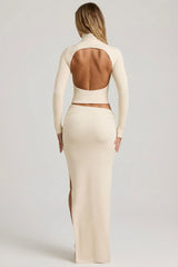 Modal Asymmetric-Waist Maxi Skirt in Ivory