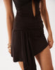 Motel Ginny Asymetric Mini Dress In  Chocolate Brown
