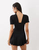 Motel Sunmi Gathered V-Neck Mini Dress In Black