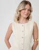 Threadbare Denim Pinafore Mini Dress In Ecru
