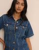 Nobody'S Child Mid Denim Shirt Mini Dress In Blue