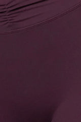 Soft Active Ruched Flared Trousers in Plum