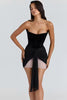 House Of Cb Clara Black & Blush Chiffon Mini Dress - Limited Edition In Black & Blush