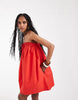 Bandeau Trapeze Mini Dress In Red