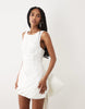 For Love & Lemons Bridal Taffeta Boned Wrap Mini Dress With Bow Back In White