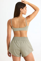 Water-Repellent Elasticated Mini Shorts in Mineral