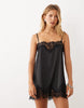 Kat The Label Olivia Satin Lace Slip Dress In Black