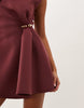 Gold Hardware Structured Mini Dress In One Shoulder In Wine Scuba-Style Fabric