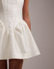 Square Neck Structured Full Skirt Mini Wedding Dress In Ivory
