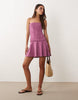 Mango Teen Off Shoulder Ruched Mini Dress In Pink Check Print