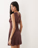 Miss Selfridge V-Neck Picot Trim Mini Dress In Polka Dot Print