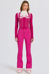 Waterproof High-Rise Salopettes with Suspenders in Magenta Pink