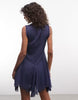 Reclaimed Vintage V Neck Sundress In Deep Blue With Ladder Lace Detail