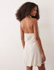 Viscose Linen Halter Neck Wrap Mini Sundress In Oat
