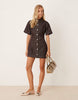 Fitted Denim Shirt Dress In Dark Chocolate
