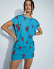 Open Back Cluster Embellished Mini T-Shirt Dress In Turquoise