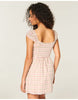 Hollister Petite Cap Sleeve Button Mini Dress In Pink And Brown Plaid