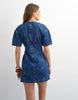 Topshop Denim Short Sleeve Mini Dress In Mid Blue