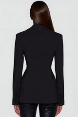 Structured Double-Breasted Blazer in Black