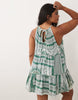 Curve Halter Neck Tiered Mini Sundress With Chunky Binding In Mixed Blue Print