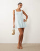 Lace Mini Dress With Flippy Hem In Baby Blue