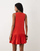 Sleeveless With Bubble Hem Mini Dress In Red