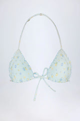Micro Triangle Bikini Top in Blue Floral
