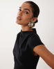 Ruched Side Rib Midi Dress In Black